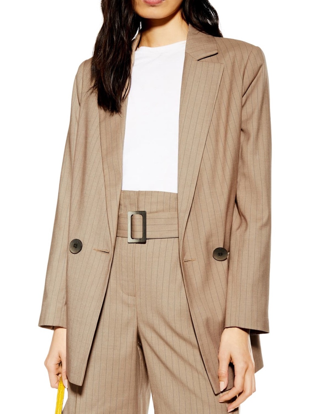 NWOT Topshop Pinstripe Blazer - Camel - Size 12